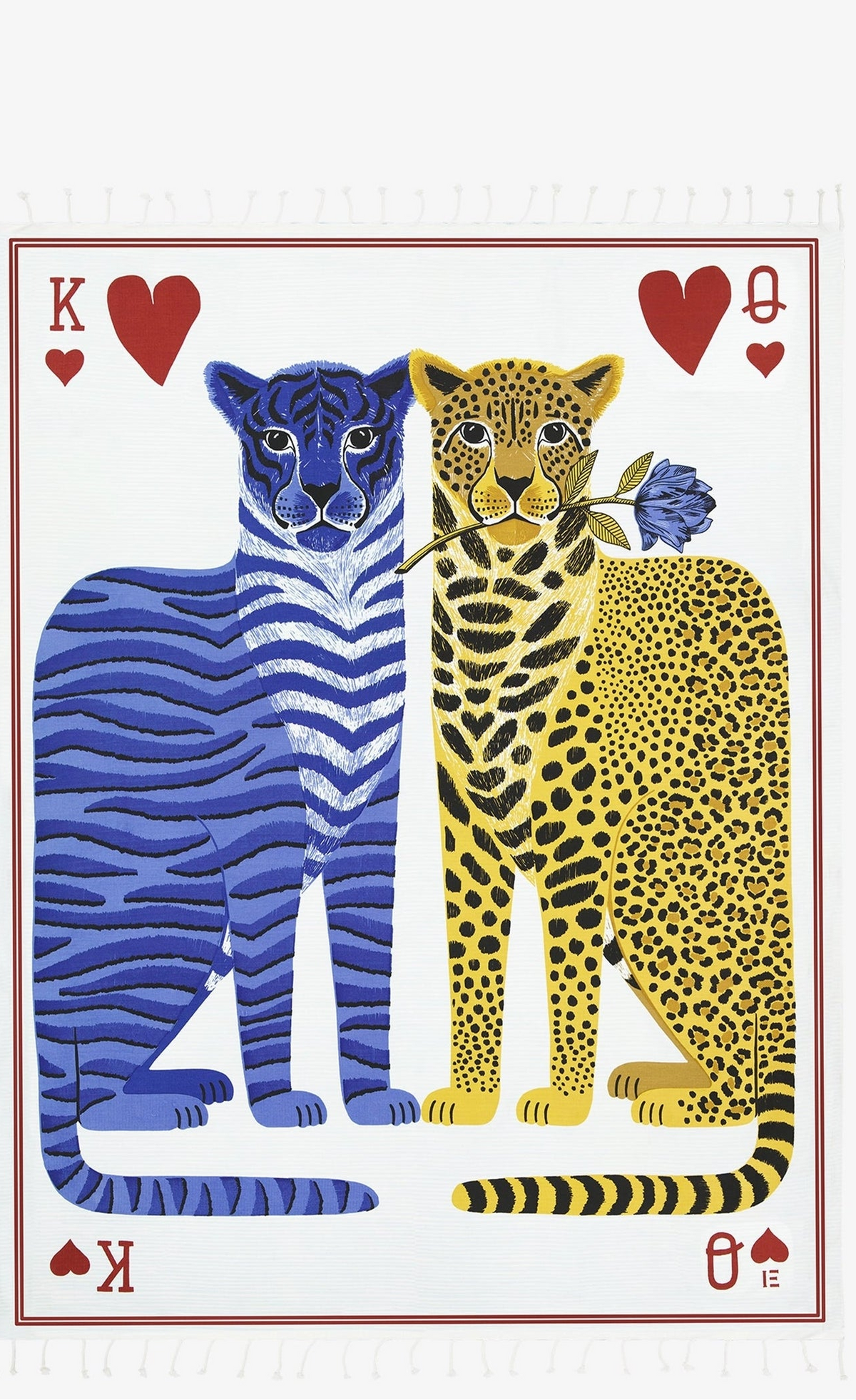 Wild Cats "King & Queen Of Hearts With Rose" Fouta Towel 140