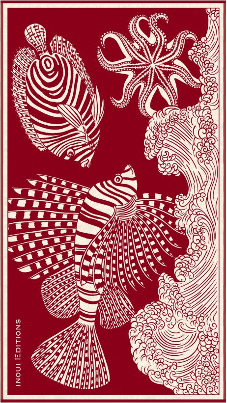 BEACH TOWEL / DRAP DE PLAGE 100 POSEIDON RED/ROUGE