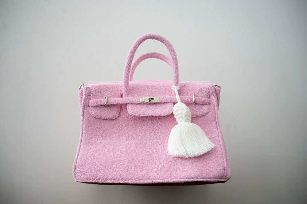 Cabas Terrycloth Beach Tote, Soft Pink