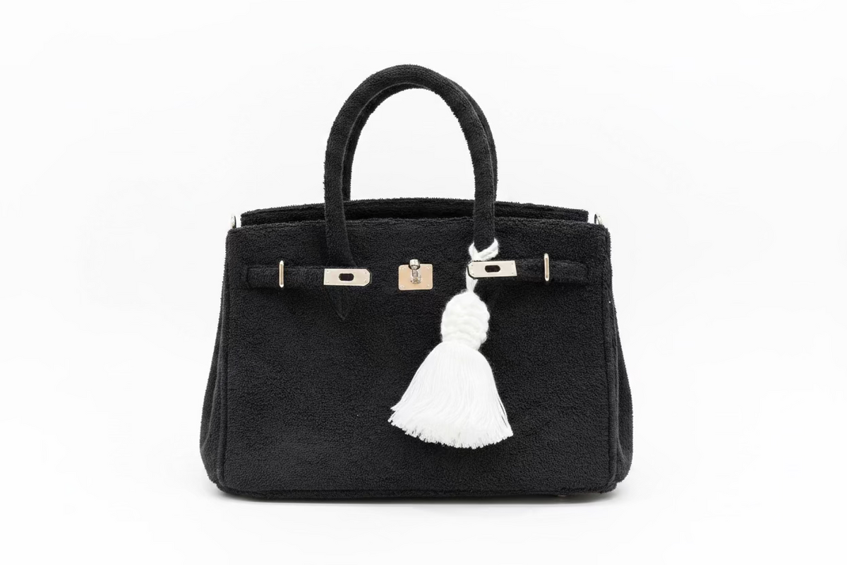 Cabas Terrycloth Beach Tote, Black