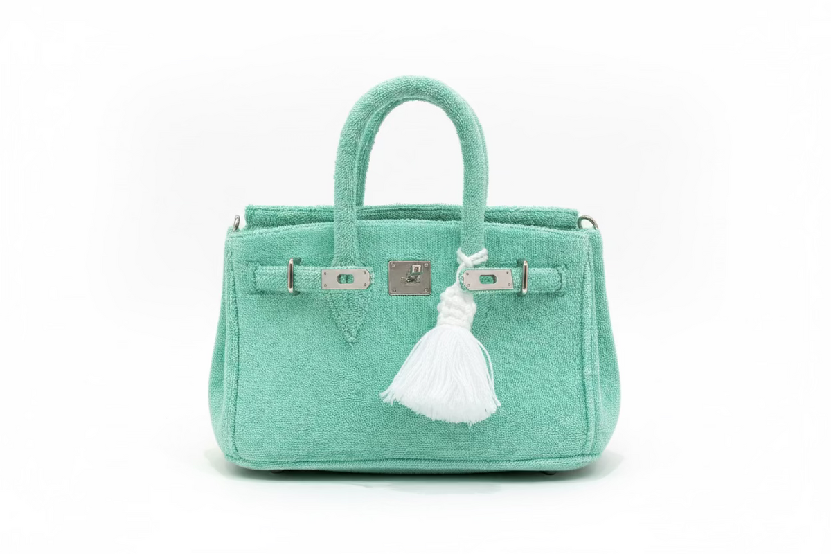 Cabas Terrycloth Beach Tote, Seafoam Green