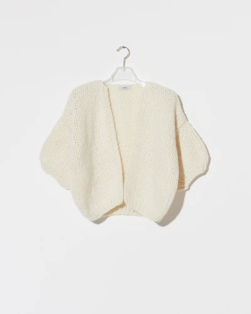 Alpaca Bomber Short Sleeve Cardigan - Creme B0